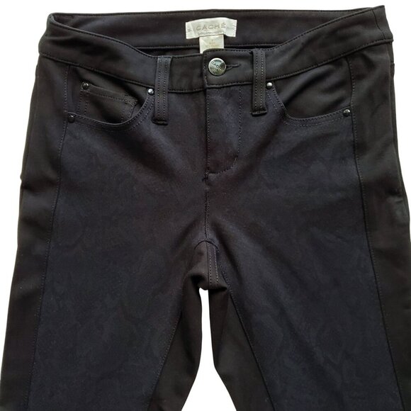 CACHE Stretchy Snakeprint Panel Black Jeggings Size 0 - Picture 2 of 16